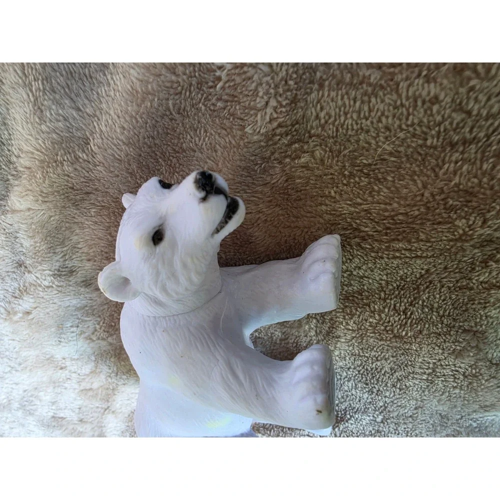 White Polar Bear Plastic Animal Figurine Collectible Toy Nature Wildlife Decor